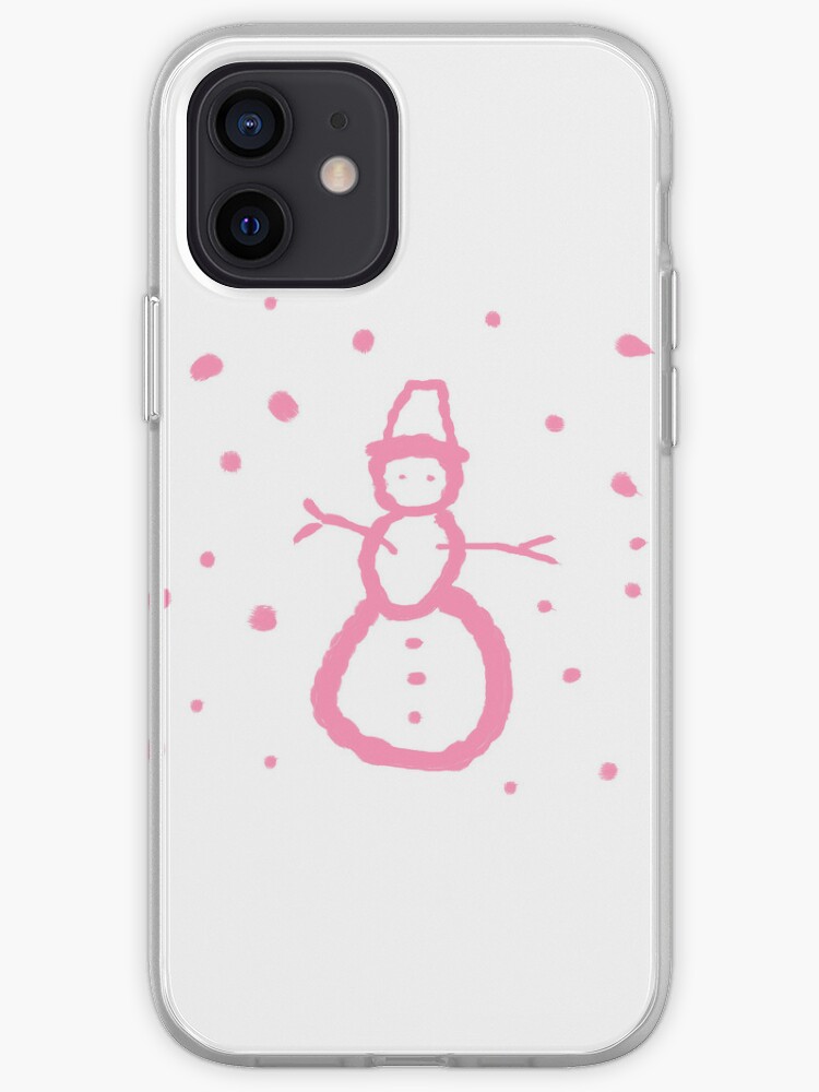 iPhone Case, Pink snowman designed and sold by ElenaWhiskers