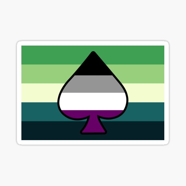 Asexual And Aromantic Spectrum Pride Flag With Ace Of Spades Sticker