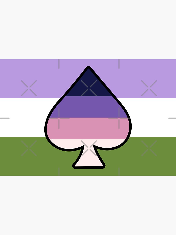 Asexual Spectrum And Genderqueer Pride Flag With Ace Of Spades Sticker For Sale By Lunyssa 8993