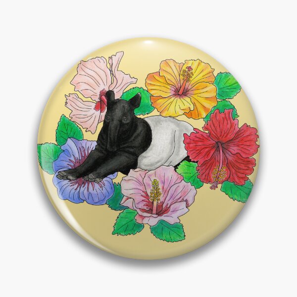 Artikelvorschau, Malaiischer Tapir und Hibiskus - Gelb entworfen und verkauft von YuNikDraw.