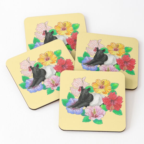 Artikelvorschau, Malaiischer Tapir und Hibiskus - Gelb entworfen und verkauft von YuNikDraw.