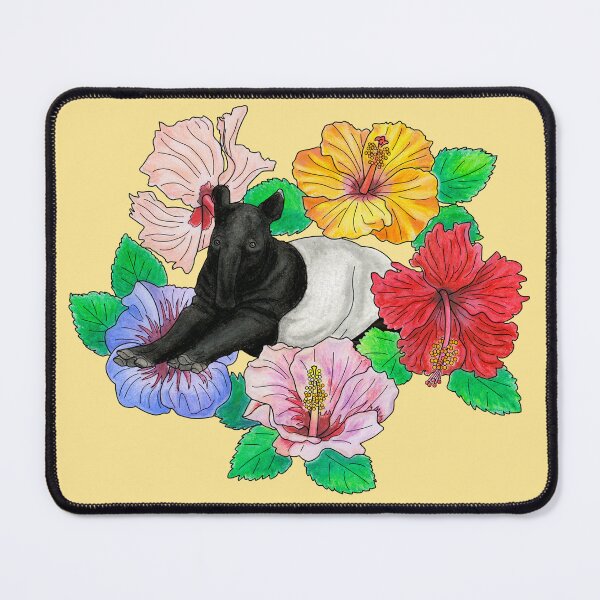 Item preview, Malayan Tapir and Hibiscus - Yellow designed and sold by YuNikDraw.