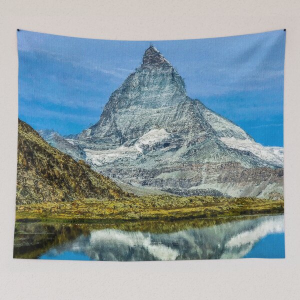 Item preview, Matterhorn Mountain Switzerland Zermatt, European Swiss Alps Mountains, Winter Matterhorn Landscape Oil Paint, Switzerland Highest Peak designed and sold by Paintcorner.