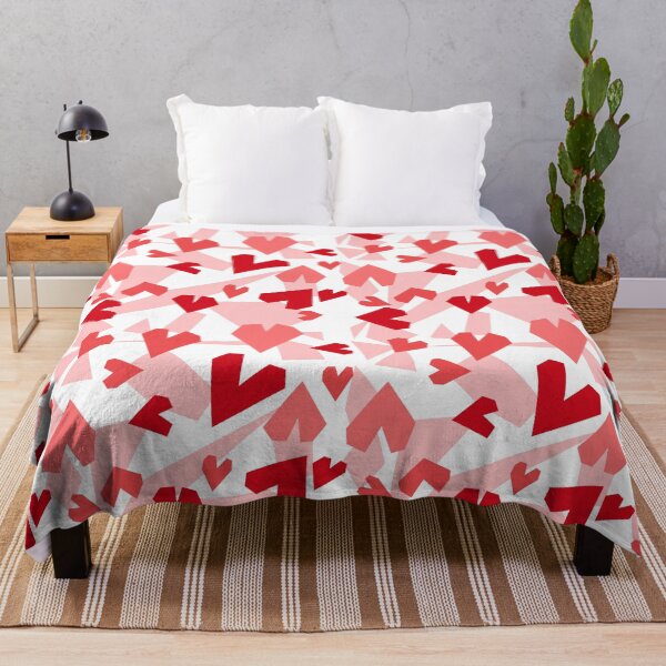 Pink red hearts pattern Throw Blanket