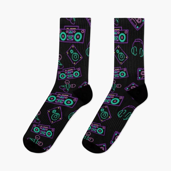 Item preview, Colorful retro, socks, black, 70's, 80's, 90's designed and sold by MMTMK.