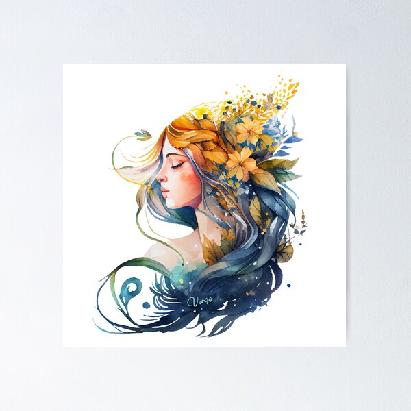 Item preview, Zodiac Sign VIRGO - Watercolour Illustration of astrology Virgo designed and sold by KOTOdesign.