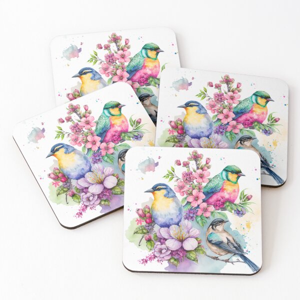 Artikelvorschau, 07 Bunte Aquarellvögel und -blumen entworfen und verkauft von printiesart.