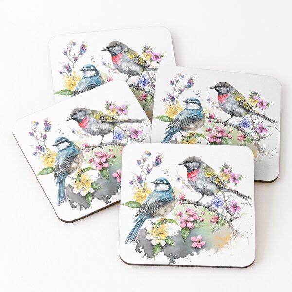 Artikelvorschau, 08 Bunte Aquarellvögel und -blumen entworfen und verkauft von printiesart.