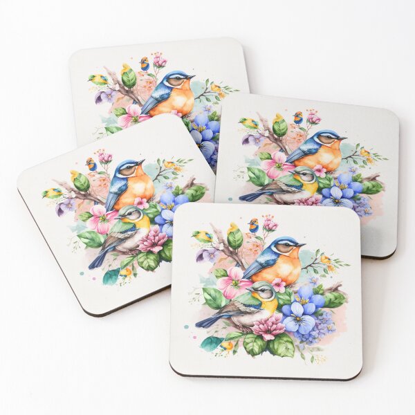 Artikelvorschau, 09 Bunte Aquarellvögel und -blumen entworfen und verkauft von printiesart.