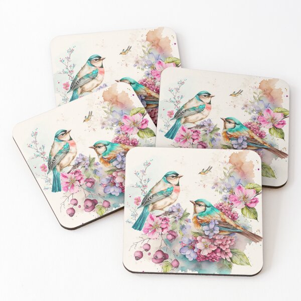 Artikelvorschau, 10 bunte Aquarellvögel und -blumen entworfen und verkauft von printiesart.