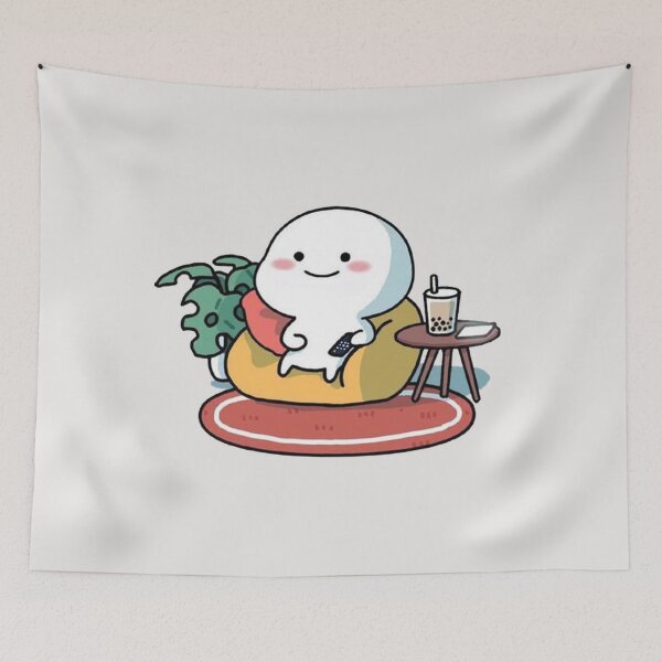 Item preview, White Pentol Chilling On Sofa And Drinking Boba Tea designed and sold by malconerh.