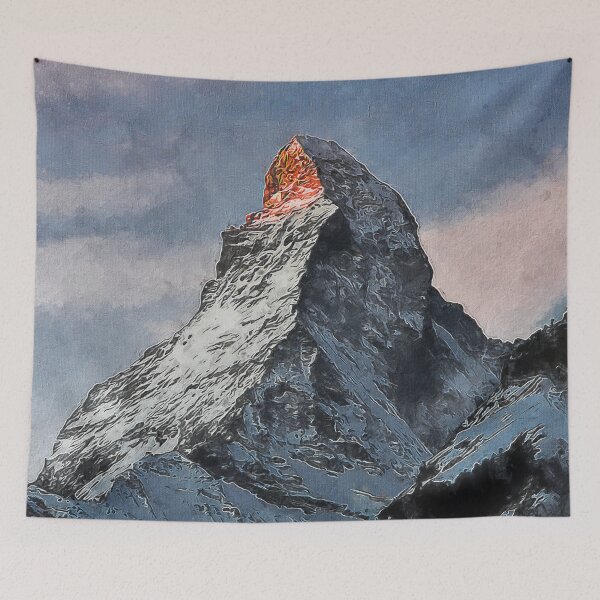 Item preview, Matterhorn Mountain Switzerland Zermatt, European Swiss Alps Mountains, Winter Matterhorn Landscape Oil Paint, Switzerland Highest Peak designed and sold by Paintcorner.