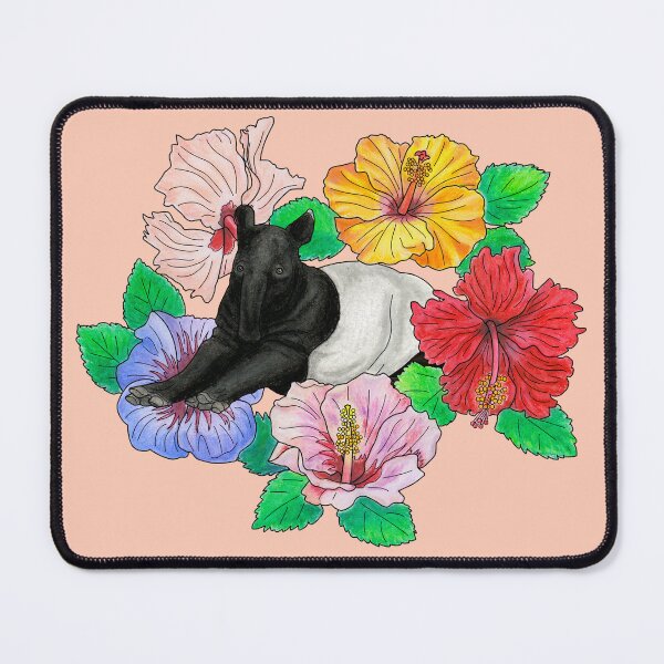 Item preview, Malayan Tapir and Hibiscus - Peach designed and sold by YuNikDraw.