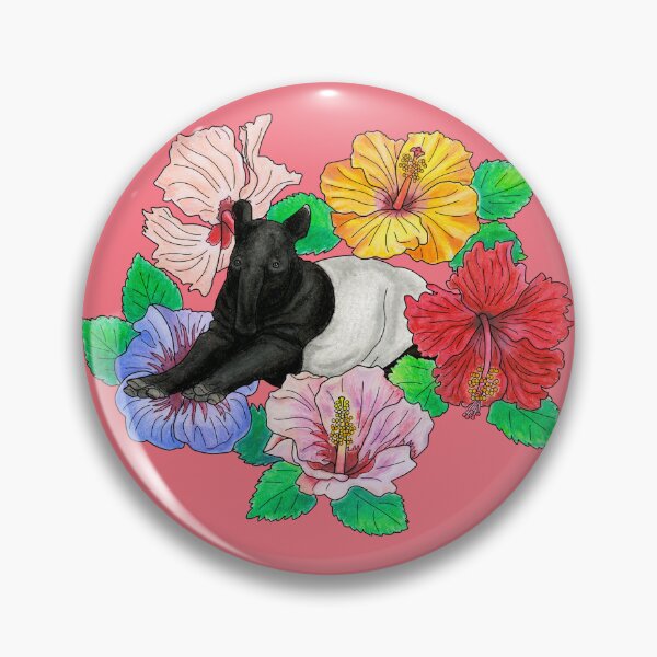 Artikelvorschau, Malaiischer Tapir und Hibiskus - Pink entworfen und verkauft von YuNikDraw.