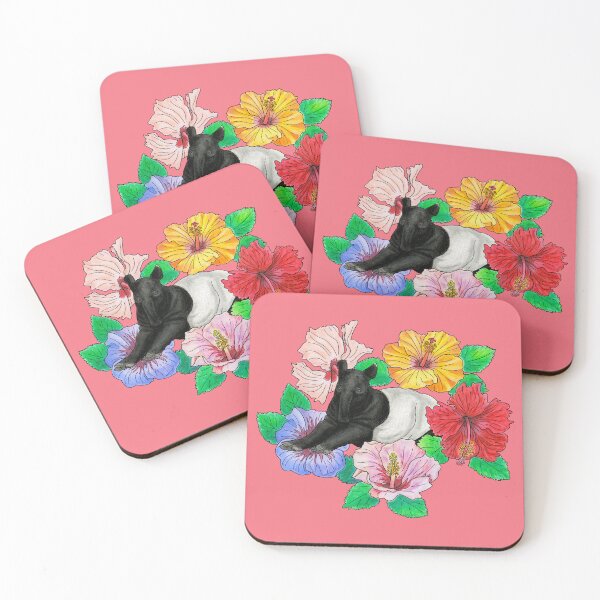 Artikelvorschau, Malaiischer Tapir und Hibiskus - Pink entworfen und verkauft von YuNikDraw.
