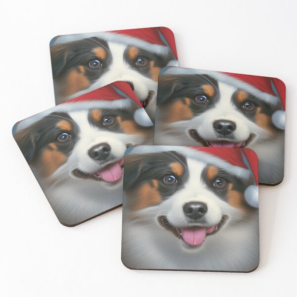 Item preview, Christmas Australian Shepherd Wearing A Santa Hat designed and sold by ZenEverAI.