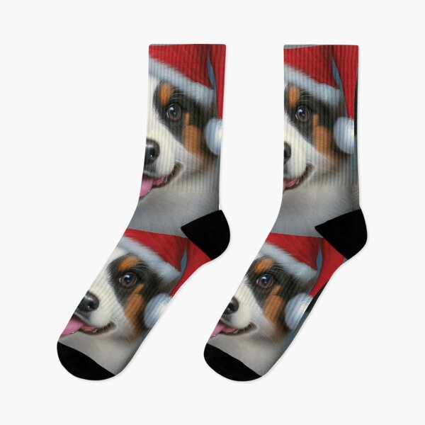 Item preview, Christmas Australian Shepherd Wearing A Santa Hat designed and sold by ZenEverAI.