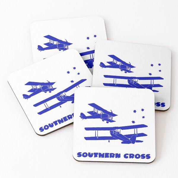 Item preview, Southern Cross  Australian Aviation Lino Print in Blue with Text designed and sold by Heatherian.