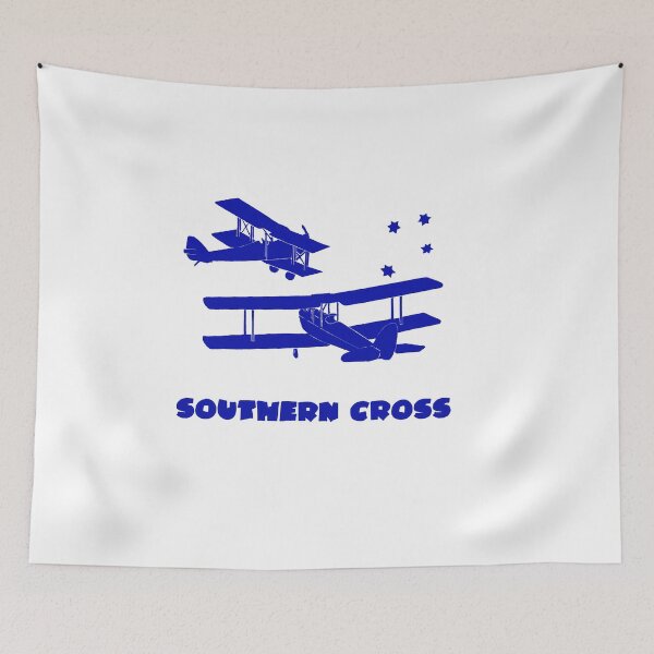 Item preview, Southern Cross  Australian Aviation Lino Print in Blue with Text designed and sold by Heatherian.
