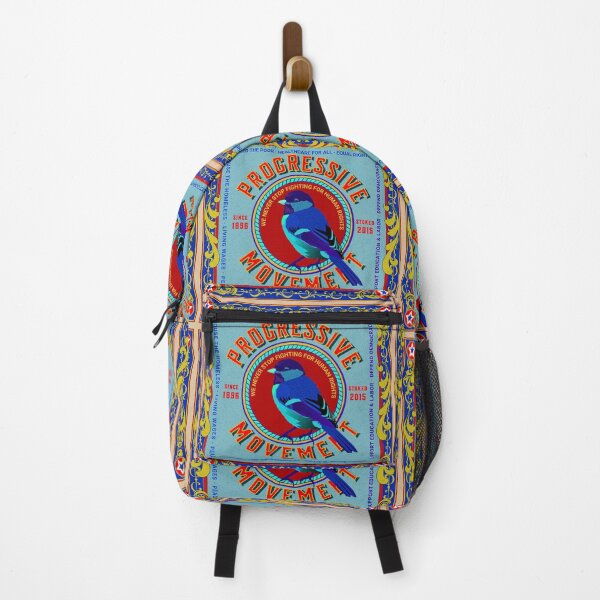 Item preview, PMD00015 Progressive Movement Designs bird blue on red blue gold vintage ornate sign for progressives designed and sold by ProgressiveLeft.