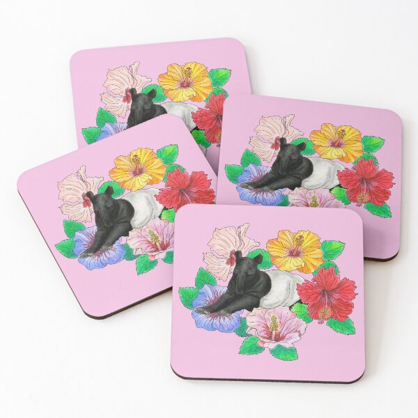 Artikelvorschau, Malaiischer Tapir und Hibiskus - Pink entworfen und verkauft von YuNikDraw.