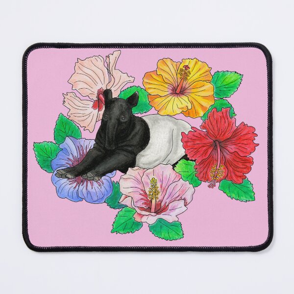 Item preview, Malayan Tapir and Hibiscus - Hot Pink designed and sold by YuNikDraw.
