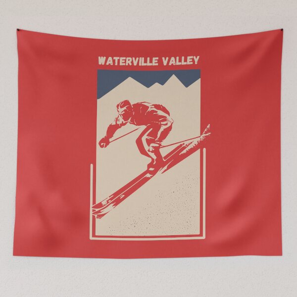 Item preview, Waterville Valley in White Mountains, New Hampshire, USA, North America - Vintage Red Ski Poster for Mountain Alpine Skier designed and sold by Vintage-TM.
