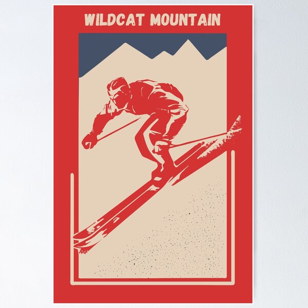 Item preview, Wildcat Mountain in Gorham, Pinkham Notch, Mount Washington Valley, New Hampshire, USA, North America - Vintage Red Ski Poster for Mountain Alpine Skier designed and sold by Vintage-TM.