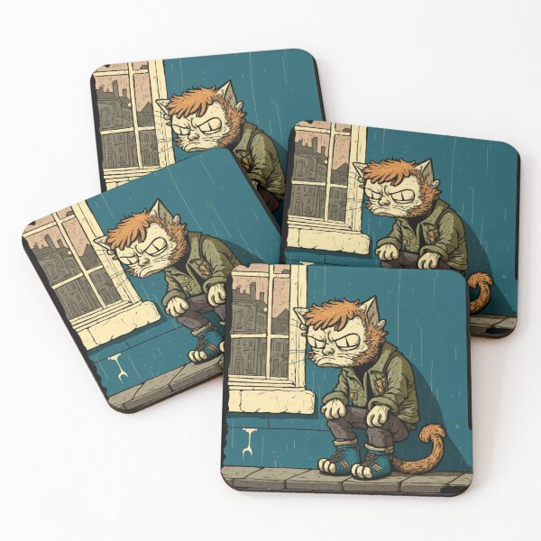 Item preview, Sad cat in grunge cartoon style designed and sold by RileyKyler.