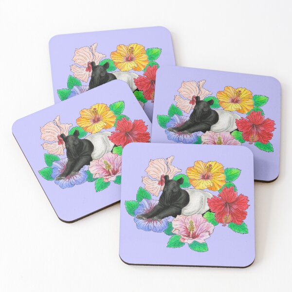 Item preview, Malayan Tapir and Hibiscus - Blue Violet designed and sold by YuNikDraw.