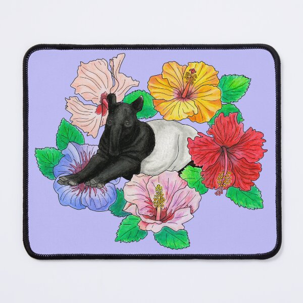 Item preview, Malayan Tapir and Hibiscus - Blue Violet designed and sold by YuNikDraw.