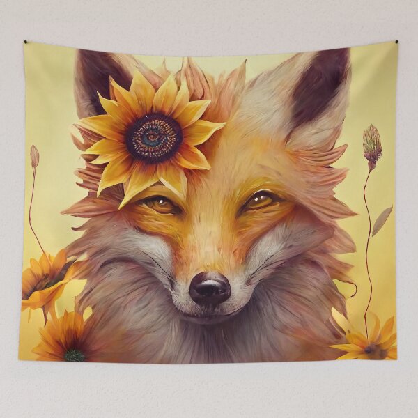 Item preview, fox with sunflower designed and sold by IA-Power.