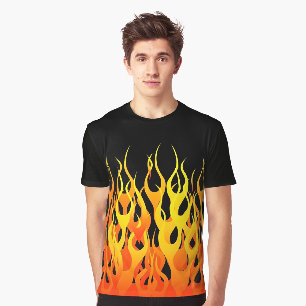 black shirt flames