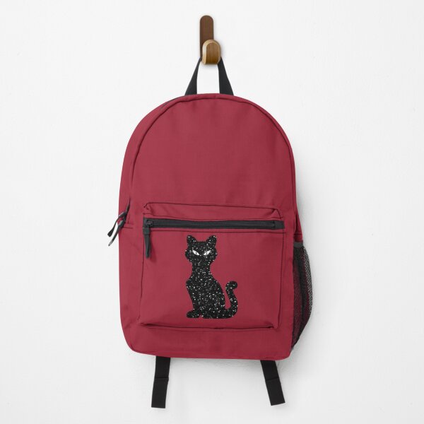 Item preview, Printed image of sparkling black sequins cat on red background designed and sold by JaReVa.