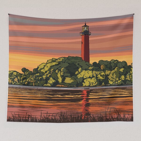 Item preview, Florida Vintage Travel Poster Jupiter Inlet Lighthouse Florida Vintage Travel Art designed and sold by cutesy.