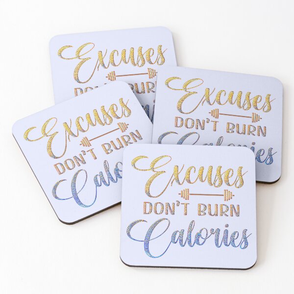 Item preview, Excuses Don't Burn Calories. [Workout Motivation.] Gorgeous Blue and Gold Mosaic Lettering. designed and sold by CristalleLisa.