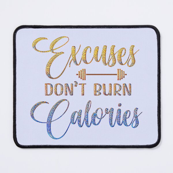 Item preview, Excuses Don't Burn Calories. [Workout Motivation.] Gorgeous Blue and Gold Mosaic Lettering. designed and sold by CristalleLisa.