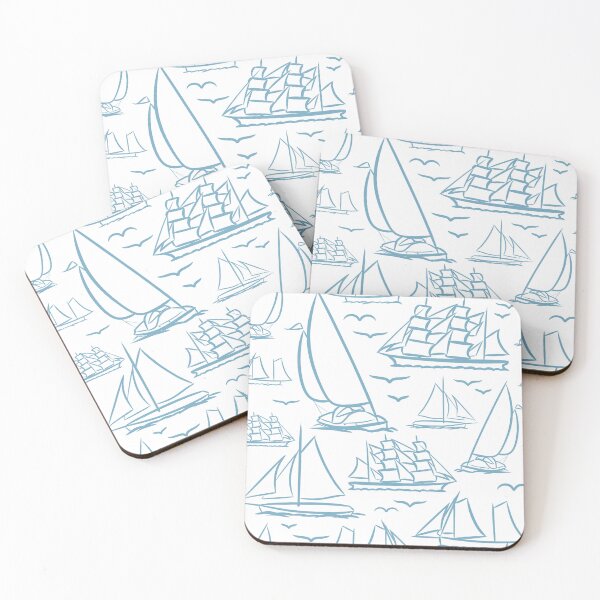 Item preview, Light Blue Classic Boats Pattern  designed and sold by seasprayart.