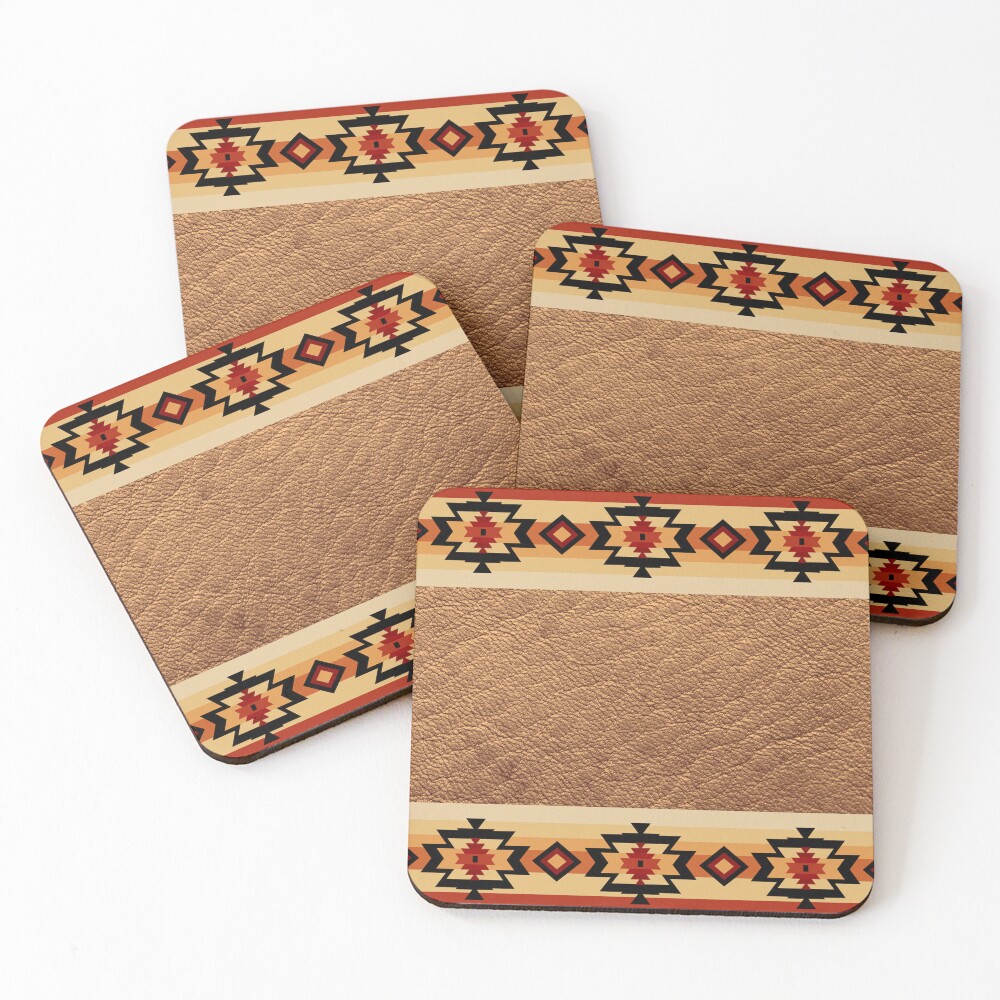 Coaster - Thunderbird Native American - SET OF 2 - Leather or Stitched Cork Coaster - Thunderbird Native American - SET OF 2 - Leather or Stitched Cork