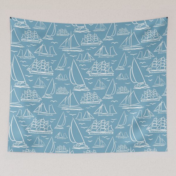 Item preview, Light Blue Classic Boats Pattern Version 2 designed and sold by seasprayart.