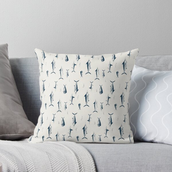 Item preview, Marlin, Mahi + Hooks, Navy Blue, Natural, Classic Offshore Fish Pattern designed and sold by Melissa  MacMichael.