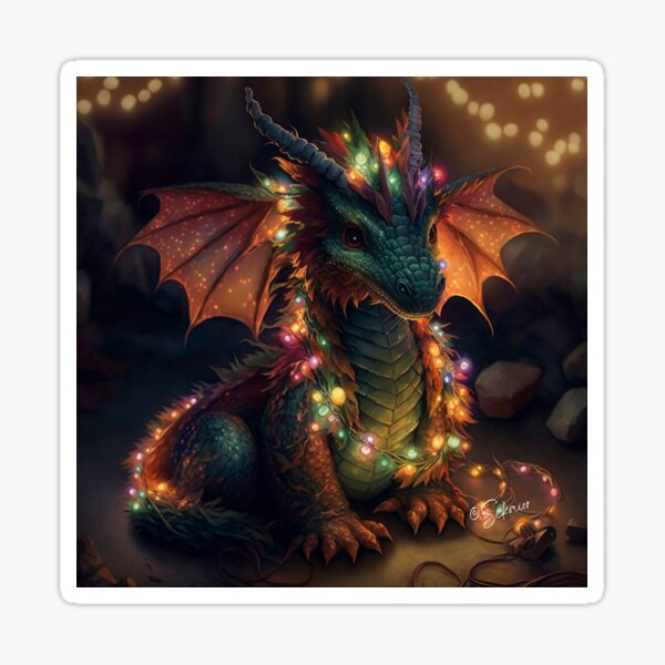 Luces sobre un dragón Pegatina