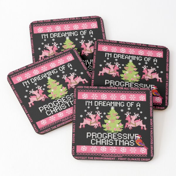 Item preview, PMD00016 Progressive Movement Designs Dreaming of Progressive Christmas reindeer on black not ugly sweater designed and sold by ProgressiveLeft.