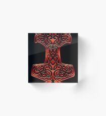 Mjölnir Thor's Hammer - Nordic Knotwork Viking Mythology Acrylic Block
