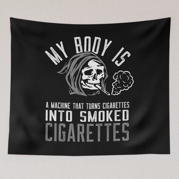 Item preview,  MY BODY IS A MACHINE THAT TURNS CIGARETTES INTO SMOKED CIGARETTES Essantial BLACK Tshirt  designed and sold by GhostAmine.