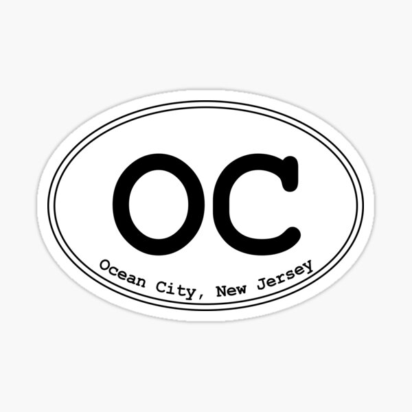 "OC Ocean City NJ Oval Design" Sticker for Sale by dodgemdesigns
