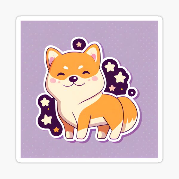 Item preview, Cute Kawaii  Shiba Inu Shibe on A Lavender Colored Background designed and sold by Shiba-Inu-Art.