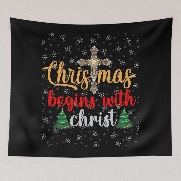 Item preview, Christmas Begins With Christ Plaid Cross Santa | Merry Christmas Jesus Christ greetings | Gifts for Christmas lovers designed and sold by ThanksVibe.