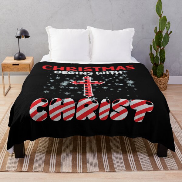 Item preview, Christmas Begins With Christ Plaid Cross Santa | Merry Christmas Jesus Christ greetings | Gifts for Christmas lovers designed and sold by ThanksVibe.