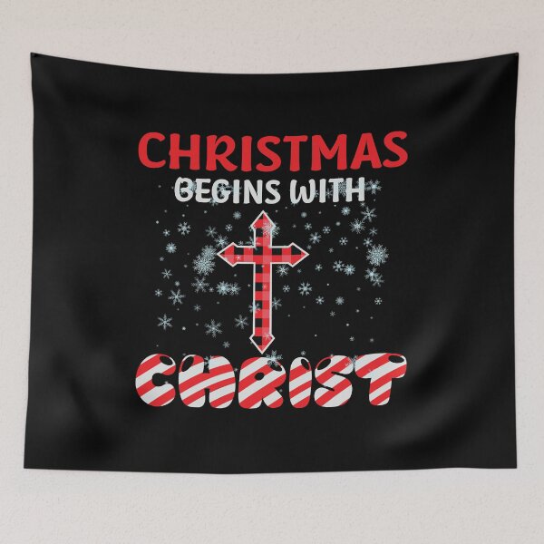 Item preview, Christmas Begins With Christ Plaid Cross Santa | Merry Christmas Jesus Christ greetings | Gifts for Christmas lovers designed and sold by ThanksVibe.